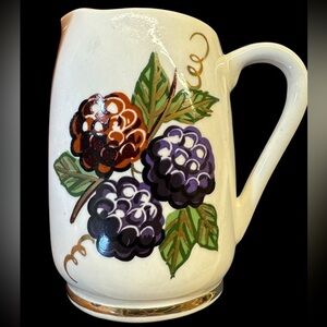 Knott's Berry 🍓Farm Vintage hand-painted Milk Pitcher w/ berries& gold accents.